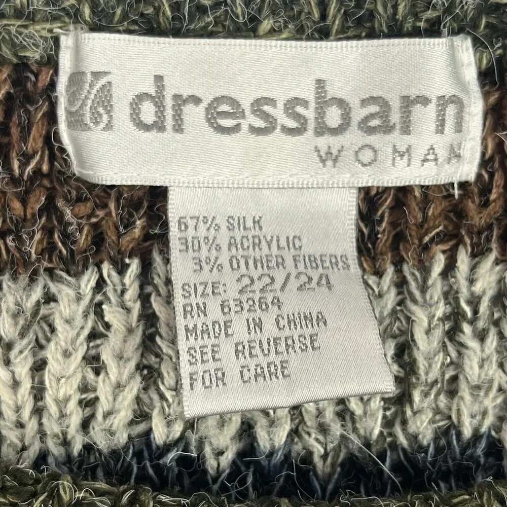 Dressbarn Womens Pullover Sweater Brown Stripe Silk Acrylic Size 21/24 - Picture 8 of 9